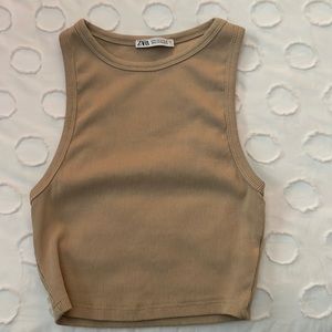 Zara Beige Cropped Tank